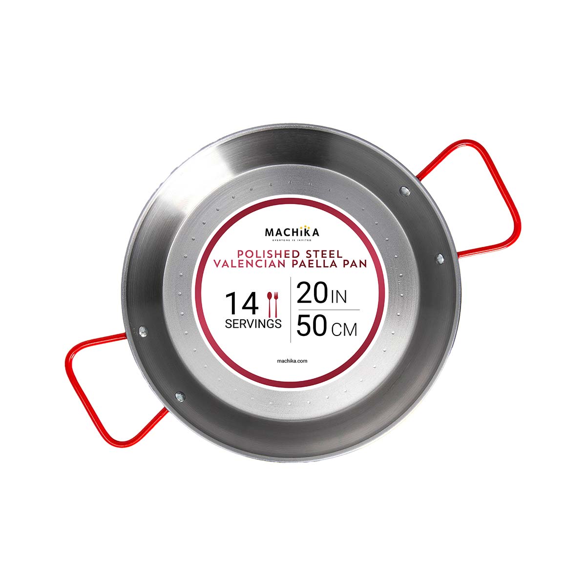 20 In Polished Steel Paella Pan 50 cm 14 Servings Paella Pans