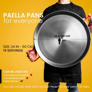 24 In Polished Steel Paella Pan | 60 cm | 19 Servings