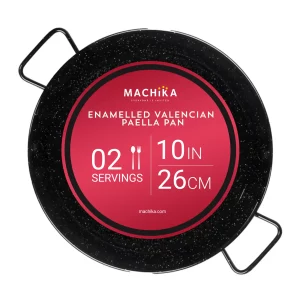 Machika Enameled Steel Skillet, Non Stick Paella Pan, Perfect for Camping and Outdoor Cooking, Rust Proof Coating 10 inch (26 cm)