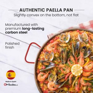 28 Inch Polished Steel Paella Pan | 70 cm | 25 Servings