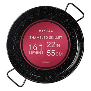 Machika Enameled Steel Skillet, Non Stick Paella Pan, Perfect for Camping and Outdoor Cooking, Rust Proof Coating 22 inch (55 cm)